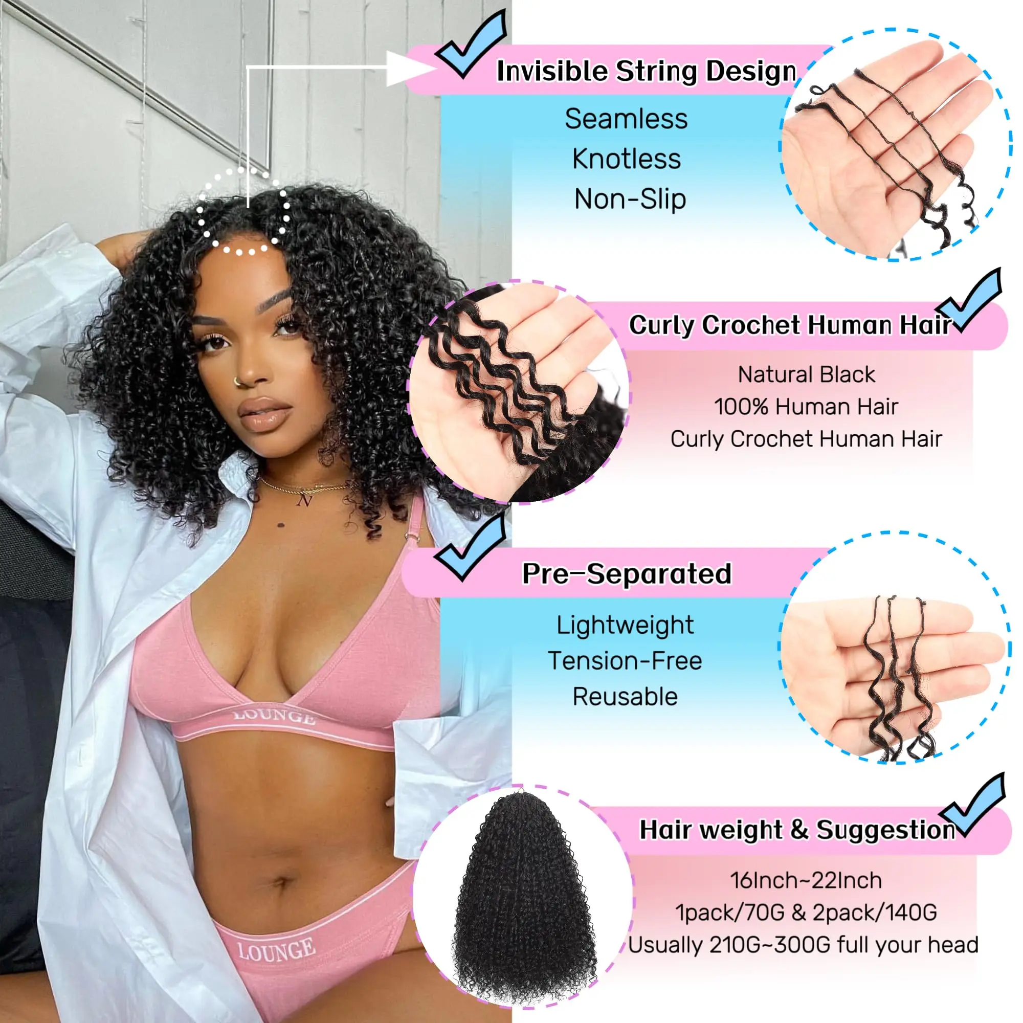 12A صغيرة دوامة الأفرو غريب مجعد الكروشيه الشعر البرازيلي قبل فصل الشعر البشري Knotless ريشة خفيفة الوزن حليقة ملحقات #6