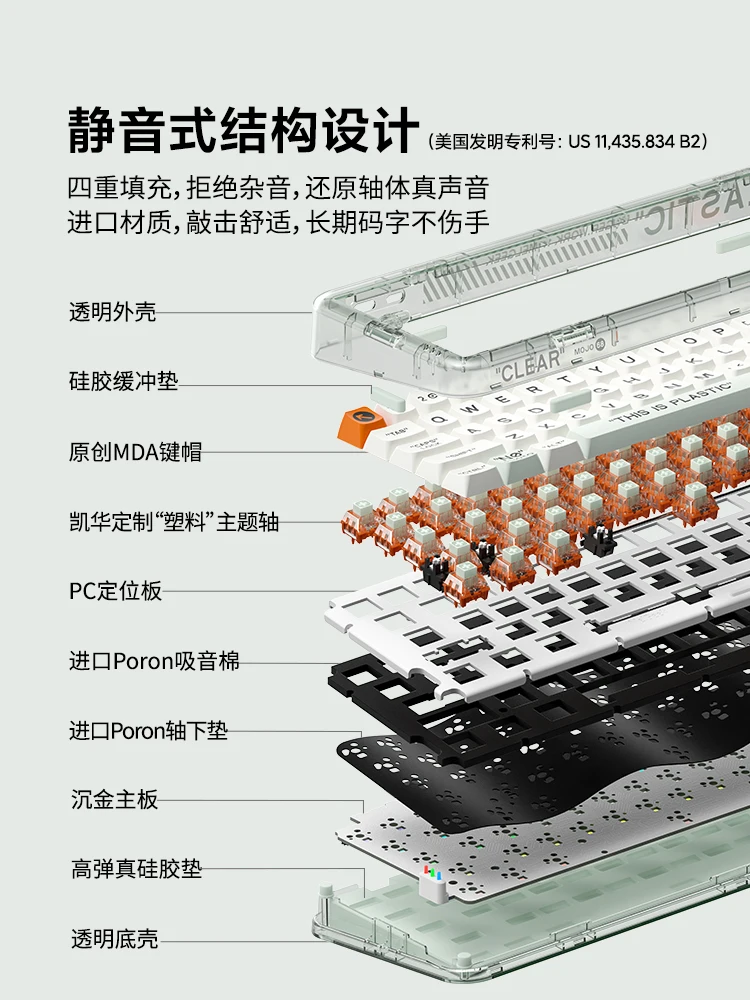 Melgeek Mojo68 Hot-swap Mechanical Keyboard Wireless Bluetooth Three-mode RGB Backlit Transparent Ergonomics Gaming Keyboard PCB