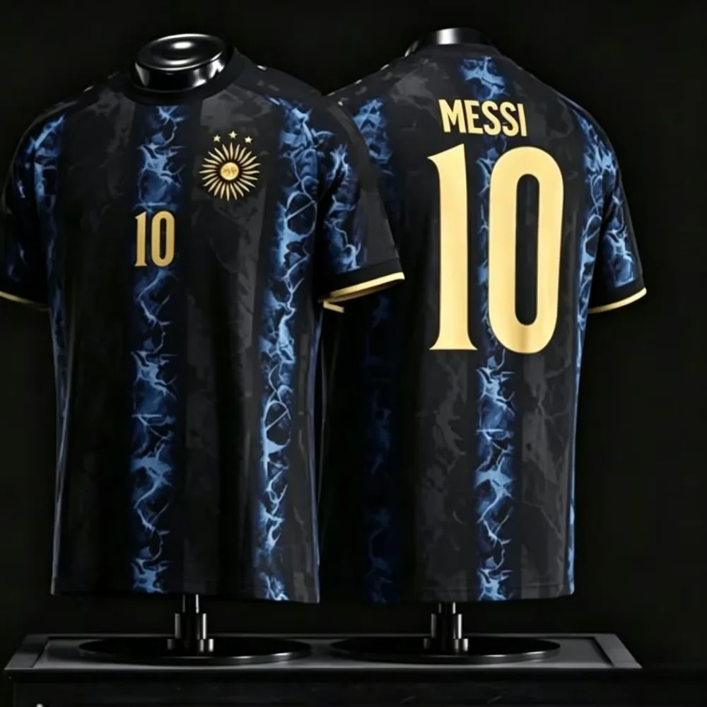 New Argentine Messi Men's Football Jersey Casual Outdoor Breathable Quick-Drying Men's Short Sleeve T Shirt Summer Top