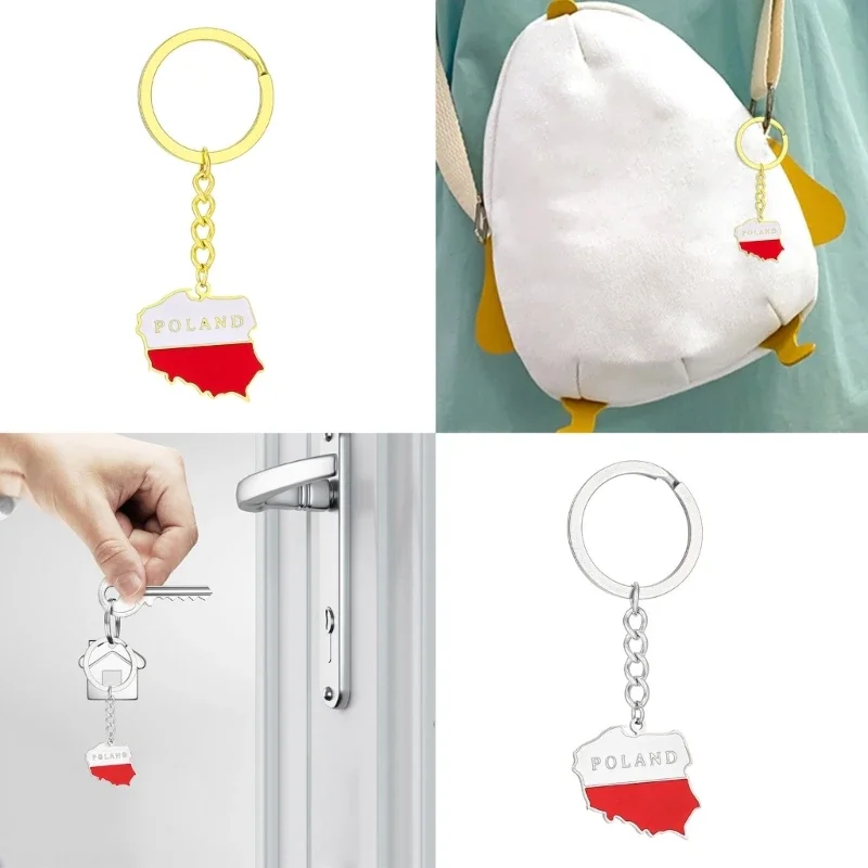 Key Holder with Poland Map Decorative Key Holder Poland Keyrings Pendant Keychain Suitable for Fine Living