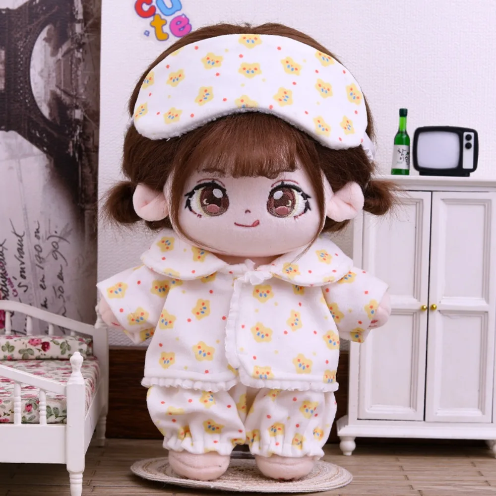 Doll Clothes for 20cm Idol Dolls Baby Doll Lovely Pajamas with Eye Mask Stuffed Cotton Toy for Korea Kpop Star Doll Accessories