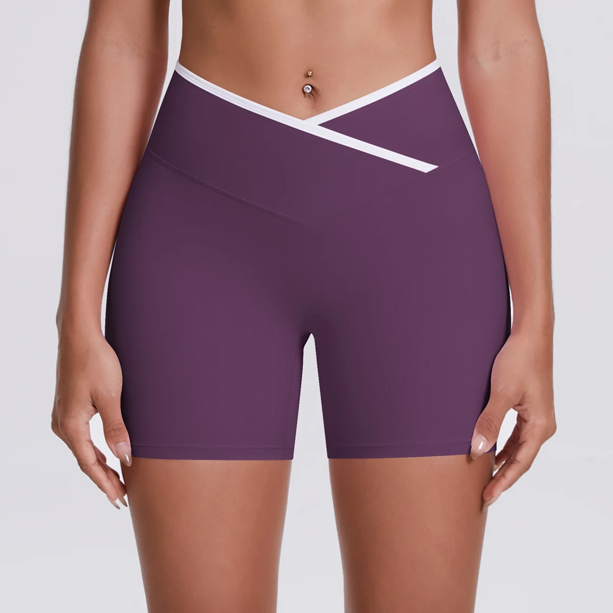 Yoga-Shorts, Damen-Fitness-Shorts, Shorts mit V-förmiger Taille, Lauf- und Fahrradshorts, atmungsaktive Sportleggings, Shorts mit hoher Taille für das Training und das Fitnessstudio. – Detail 18