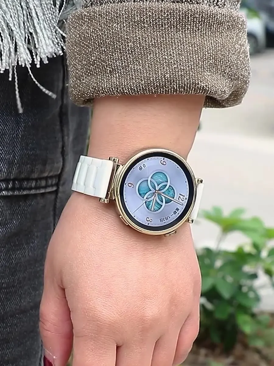 18mm Ceramic Replace Band for Garmin Forerunner 255S 265S/Move 3S/Vivomove 3S Bracelet for Garmin Active S Butterfly Clasp Strap