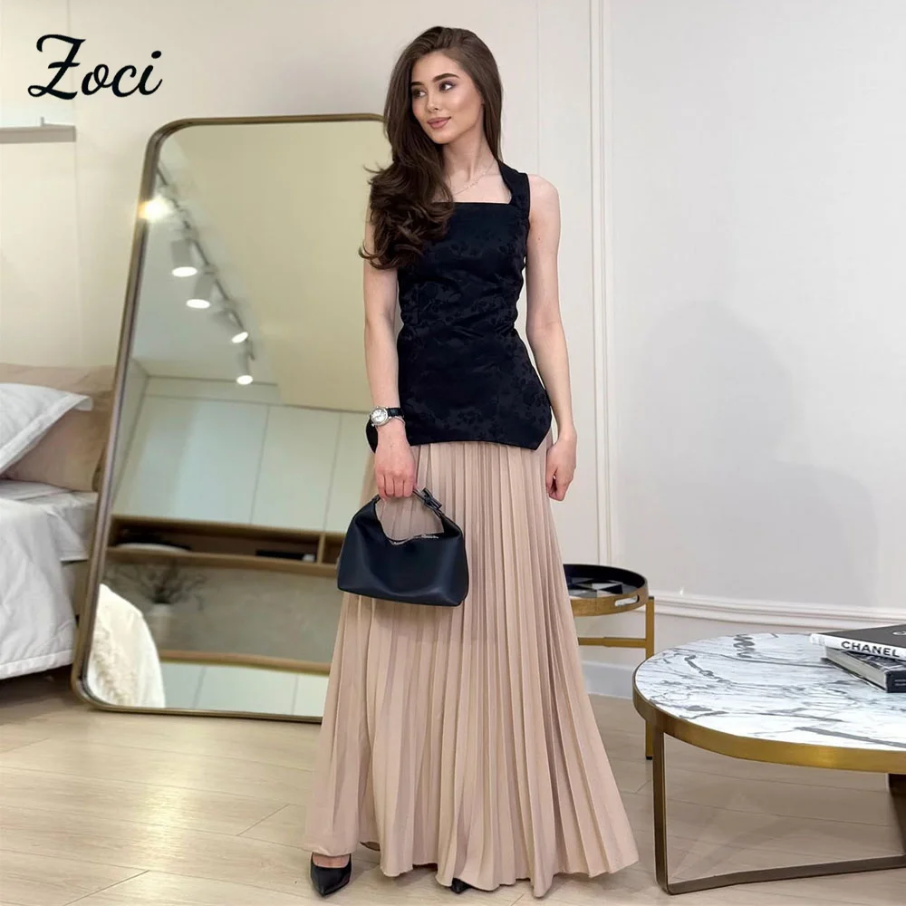 Zoci Square Neck Long Prom Dresses 2025 Customized Women Sleeveless Prom Gowns Pleats Skrit A Line Formal Party Birthday Dress