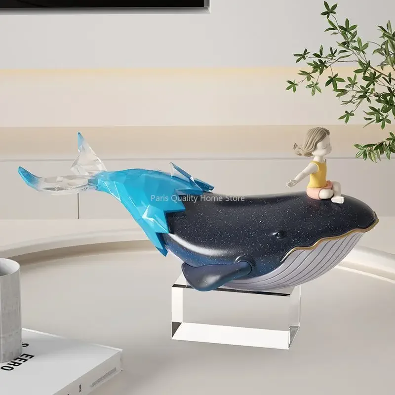 

Creative Wind and Waves Whale Decoration Living Room TV Cabinet Bedroom Light Luxury Art Decoration Housewarming