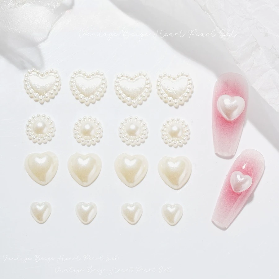 100pcs/Pack Nail Half Round Flat Mini Three Dimensional Love Pearl Rhinestone DIY Nail Decoration Accessories