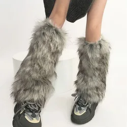 Punk Faux Fur Leg Warmers Vintage Imitation Retro Modern Y2k Winter Warm Boots Cover Socks Harajuku Jk Knee-length Party Sock