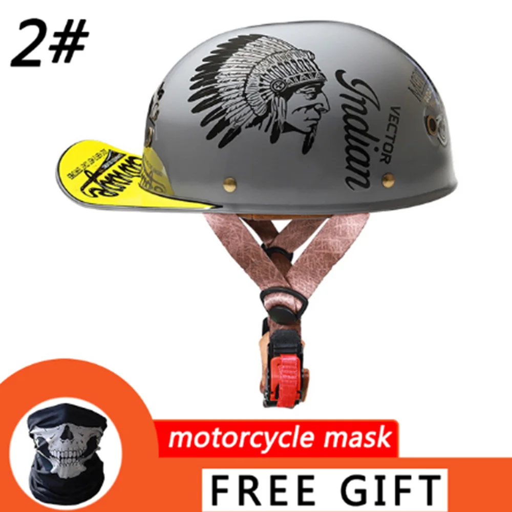 

2022 New Retro Motorcycle Helmet Baseball Cap Vintage Open Face Half Hat Helmet Men Women Universal