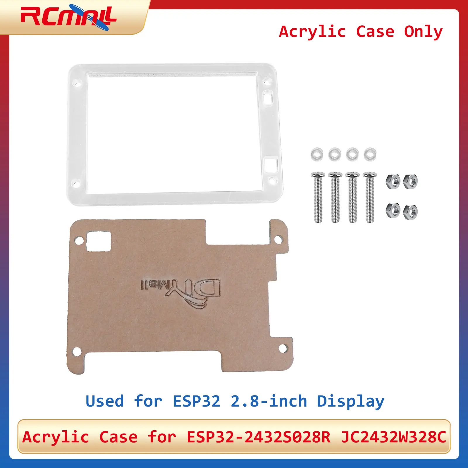 RCmall ESP32-2432S028R Acrylic Case for 2.8-inch Display ESP32 2.8inch TFT Touch Screen JC2432W328C ( Acrylic Case Only )