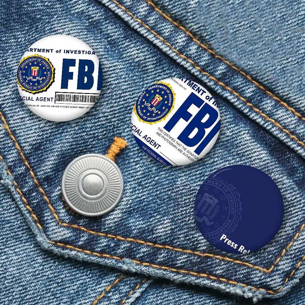 Police FBI Matte Film 32/44/58MM Customizable Button Pins Cute Funny Creative Badge Jewelry Decor Gifts for Friends
