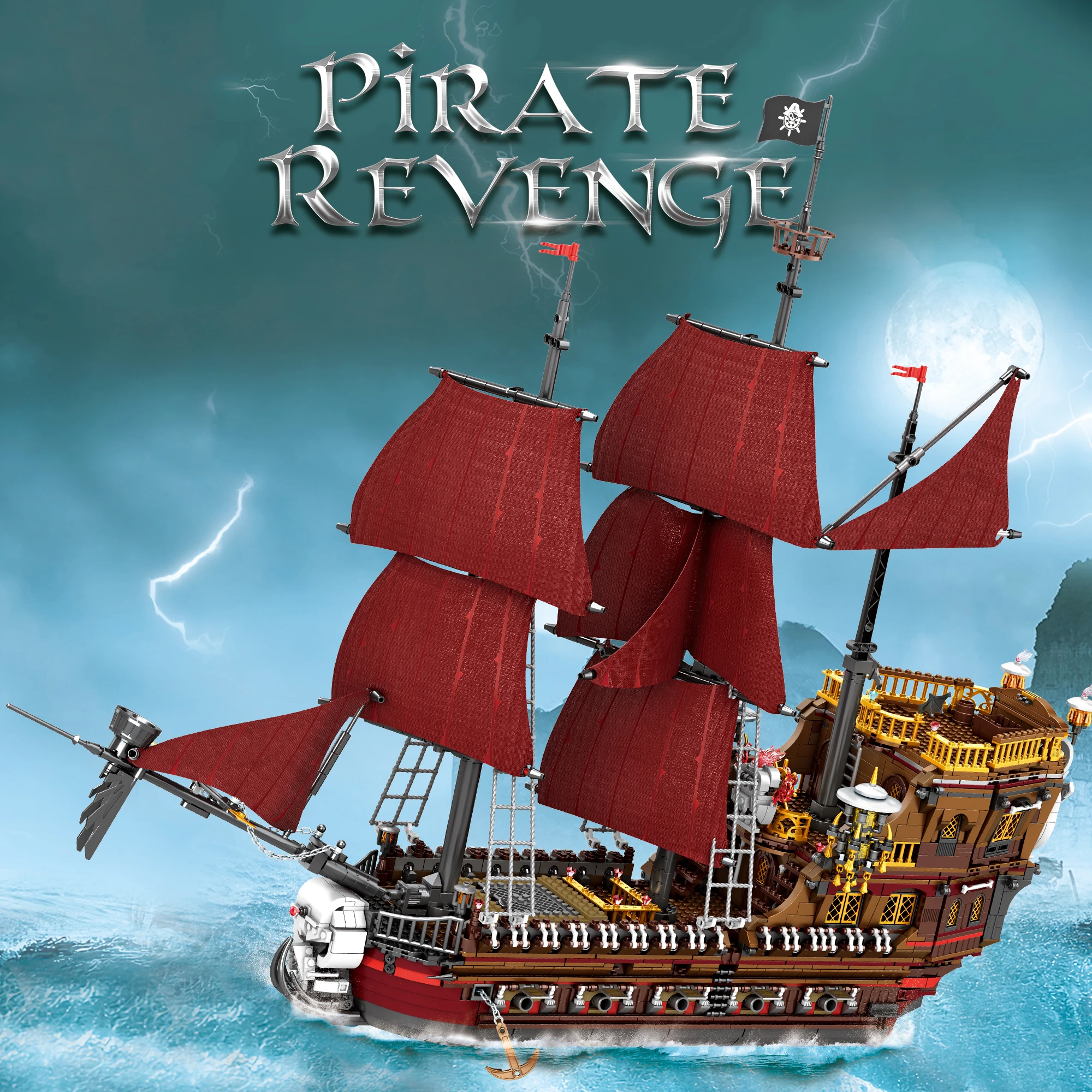 

3066PCS Pirate Revenge Ship Building Blocks Model Assembly Small Particle Bricks Toys Desktop Ornaments Gifts For Christmas Hal