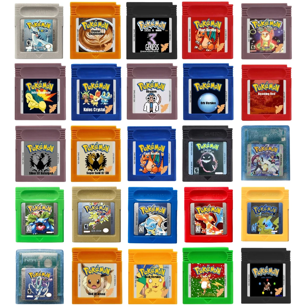 Image of 37 verschiedene USA Pokémon-Spielmodule für Color GBC Gold 97 GB, Creepy Black, Roaming Red, klassische Retro-Rollenspiele, Sammlerstück, Geschenk