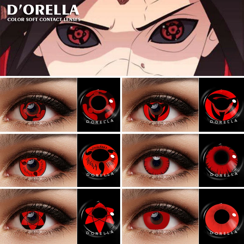 D\'ORELLA 2pcs Colored Cosplay Contact Lenses For Eyes Anime Colored Lens Yearly Eye Color Lens Beautiful Pupil Red Black Lenses