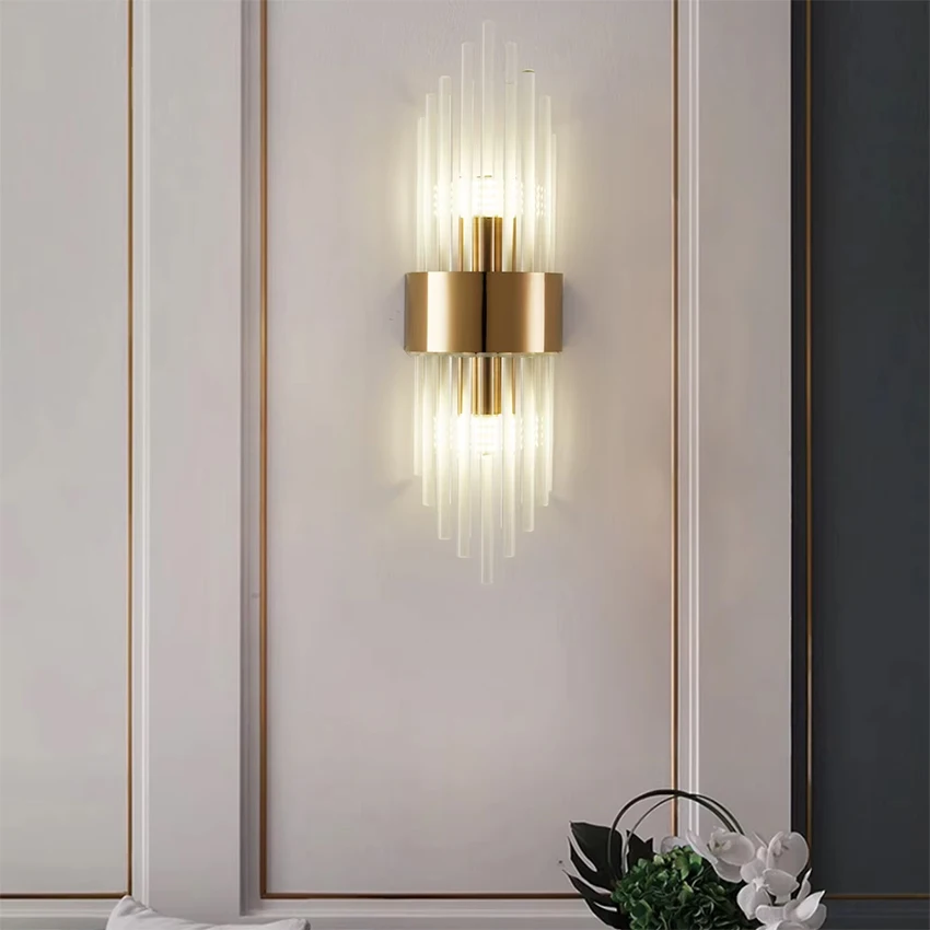 Gold/Black Stainless Steel Crystal Wall Sconce for Living Room, Bedroom, Kitchen Home Decor Lighting, G9 Light Sourcelighting
