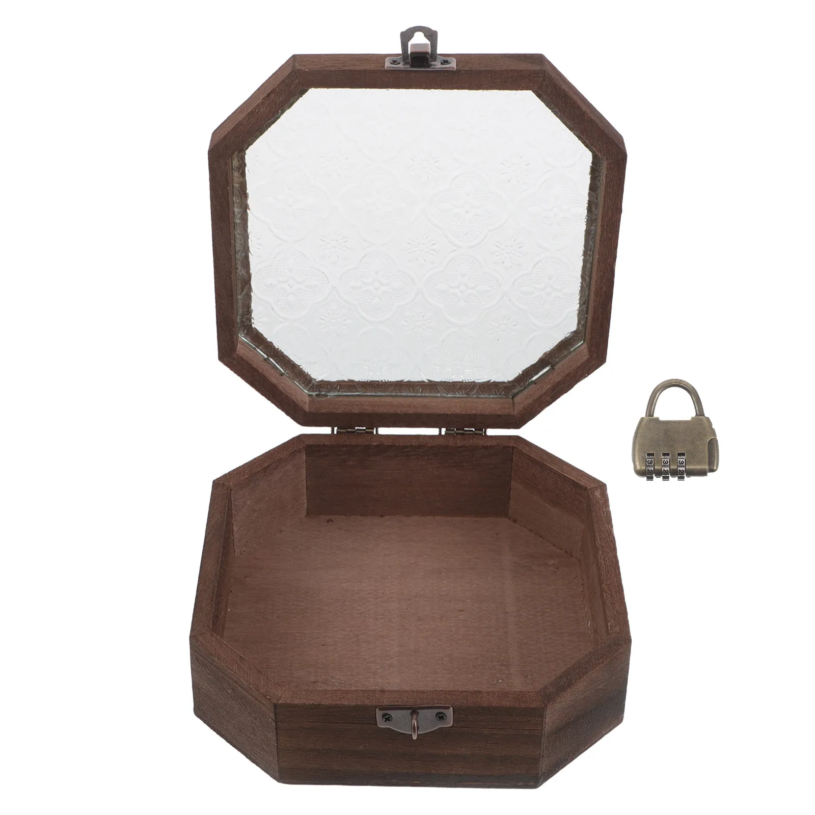 

Vintage Jewelry Box Wood and Glass Design Treasure Storage Case for Earrings Rings Necklaces Desktop Decorative Organizer Retro