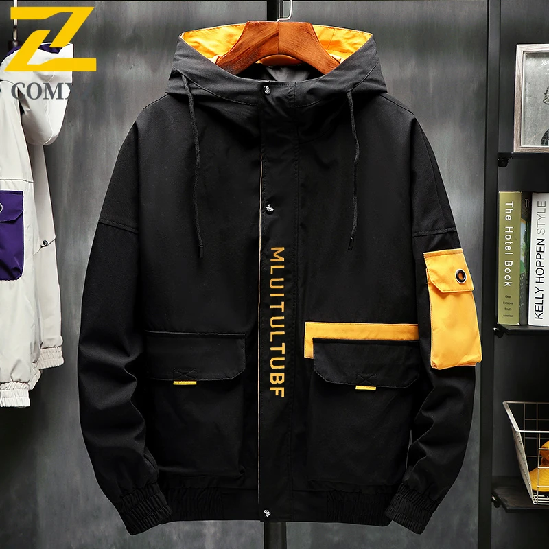 

Men Jacket Waterproof Contrast Color Outdoor Hiking Working Coat Casual Lightweight Breathable Adventure Hunting Windbreaker