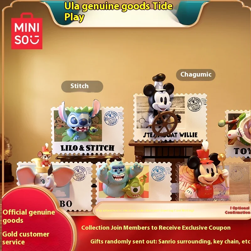 Disney Anniversary Retro Stamp Blind Box Fridge Magnet Collectible Figurine Gift Vintage Sticker Souvenir Toy Figure