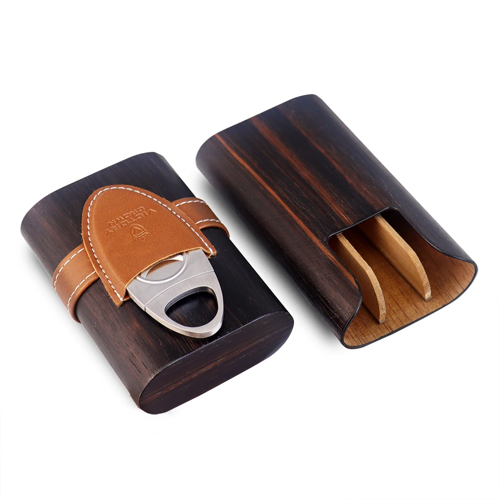 Portable Wooden Cigar Case Moisture-Proof Travel Business Trip inside Cedar Wood Gift Box Included 3-Pack Cigar Protective Cover