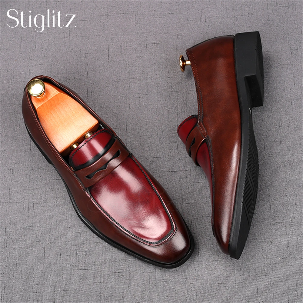 Mocassini da uomo multicolori scarpe Slip-On stile classico in stile classico scarpe da sposa fatte a mano di lusso scarpe da lavoro in pelle con punta di mandorla vendita