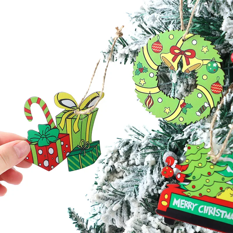 

(12pieces/bag) 4.42-7.86cm New Year's Green Christmas Tree Indoor Accessories Festival Celebration Small Pendant