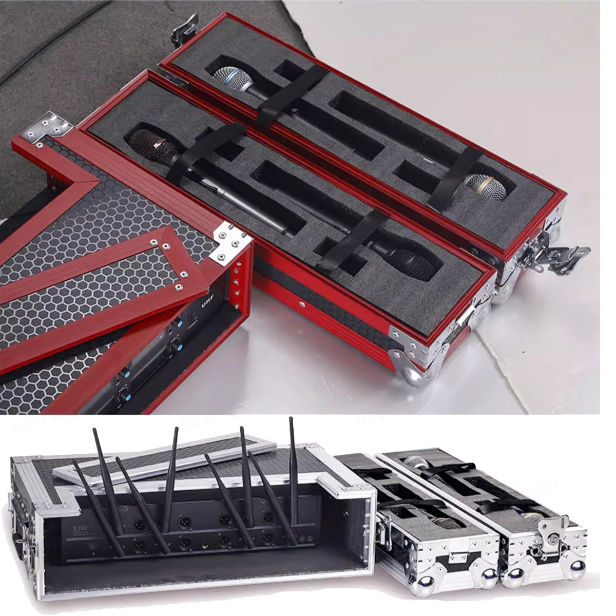 Medium Depth 30cm/19inch Microphone Storage Shock Box with Trap-Door Dormant Window Cabinet Console Amplifier Sound Device Rack