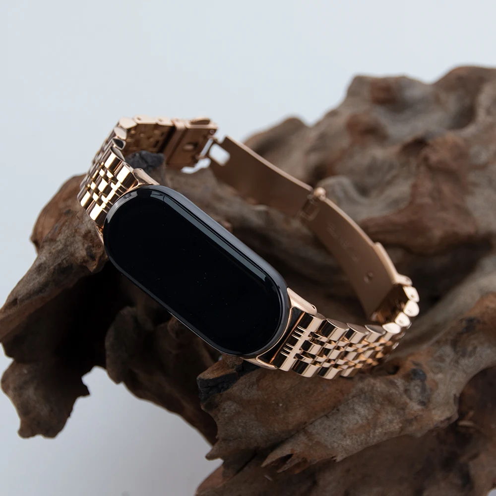 Pulseira de aço inoxidável para xiaomi mi band 8 pulseira de metal para xiaomi mi band 9 banda substituível smartwatch correa acessórios