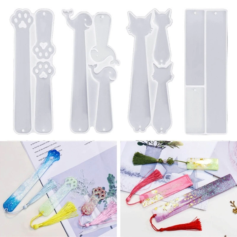 Rectangle Cat Claw Dolphin Silicone Mold DIY Bookmark Resin Mold Jewelry Pendant Mold for DIY Crafts Bookmark Making