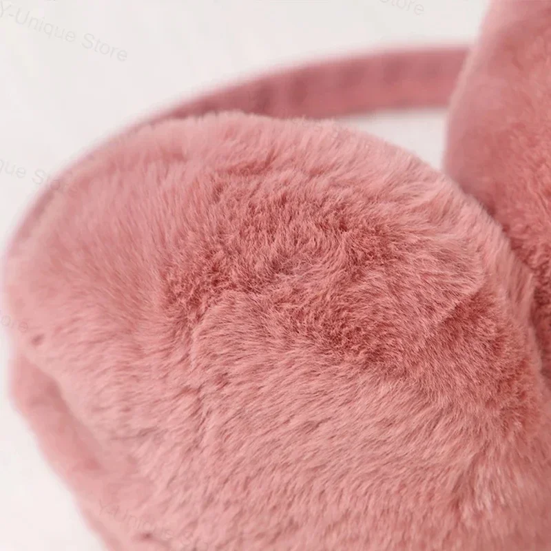 Cor sólida macio pelúcia orelha mais quente inverno quente earmuffs moda capa de orelha ao ar livre proteção contra frio orelha-muffs dobrável earflap