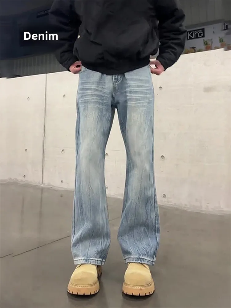 

Мужские джинсы Blue Bamboo Bud Flared с высокой талией, прямого кроя, в американском стиле, зимние, узкие, модные, для уличной моды