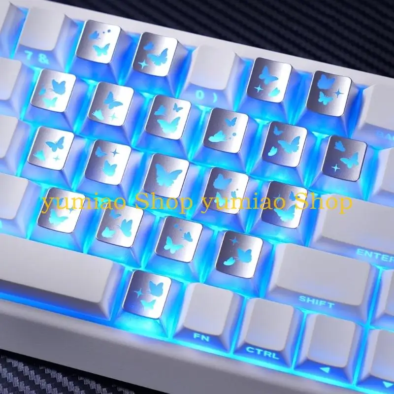 587B 21Keys Keycaps With Butterfly Love Pattern Translucent For Dark Environment