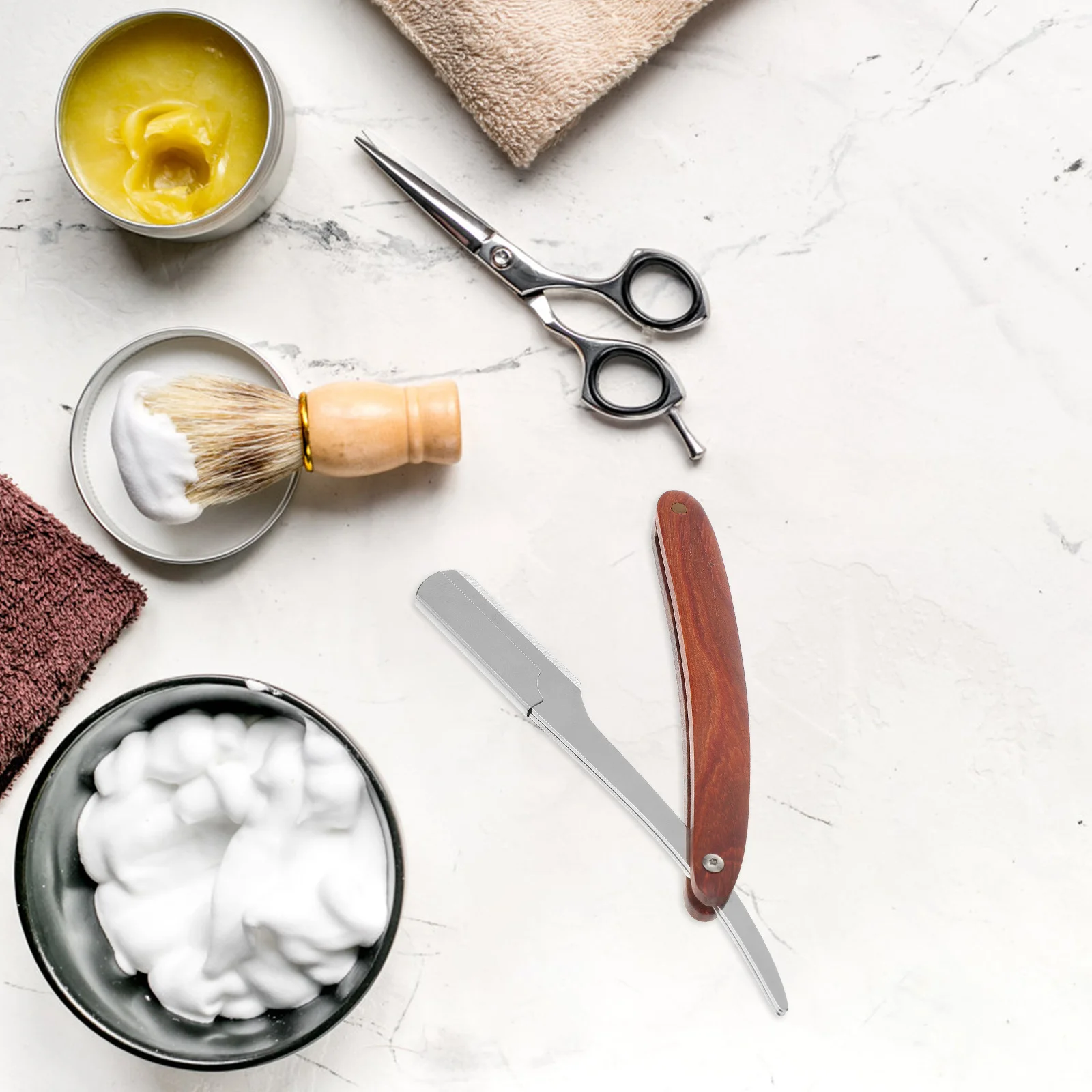 

Manual Shaving Razor Stainless Steel Straight Barber Razor For Beard Hair Salons Foldable Lightweight Durable Tool