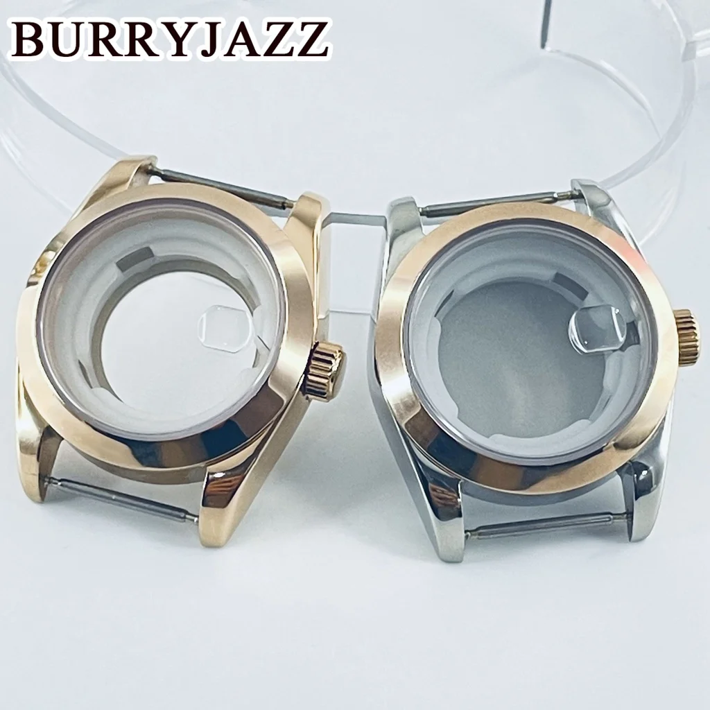 BURRYJAZZ 31mm NH05 NH06 Watch Case Silver Rose Stainless Steel Case With Sapphire Crysta Waterproof