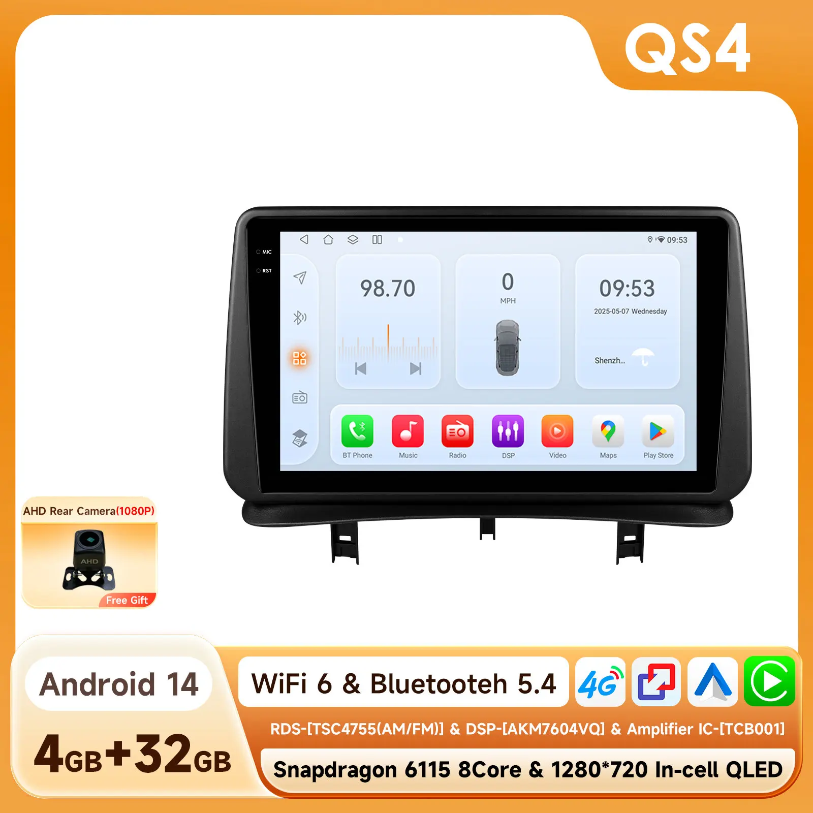 Autoradio Android voor Renault CLIO 3 2005-2014 Carplay Auto Multimedia Speler Intelligente Autoradio GPS WIFI door Snapdragon 6115