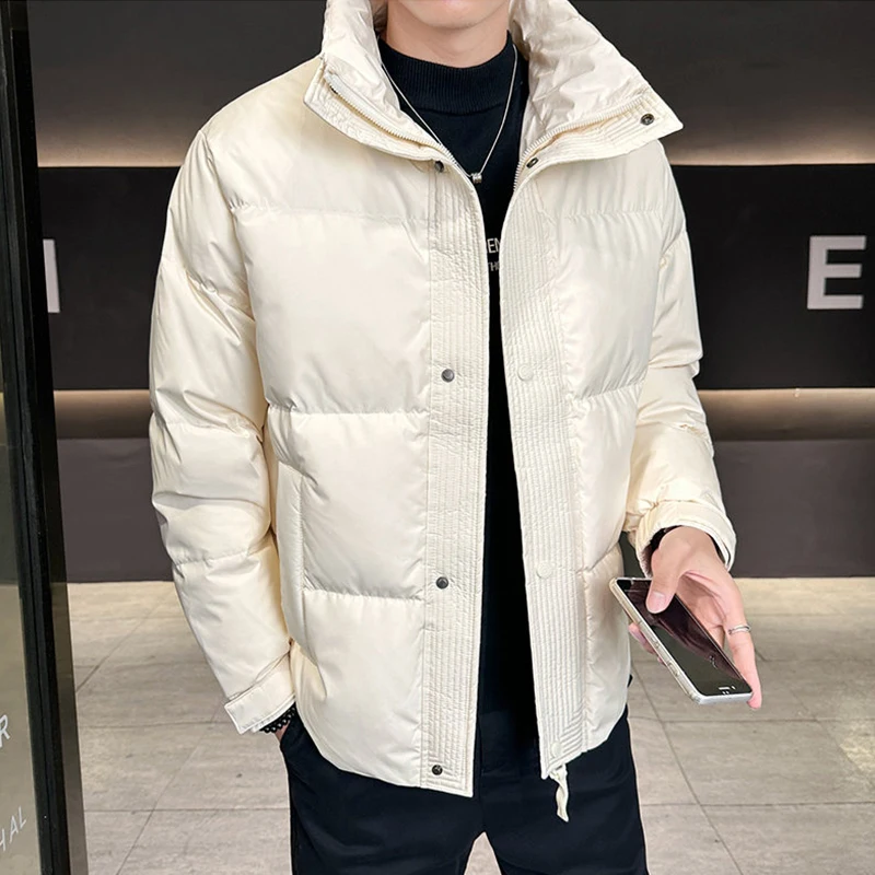

Высококачественные мужские зимние куртки 2024 в клетку на белом утином пуху, уличная одежда, свободные пуховики, Молодежные теплые пуховики, одежда