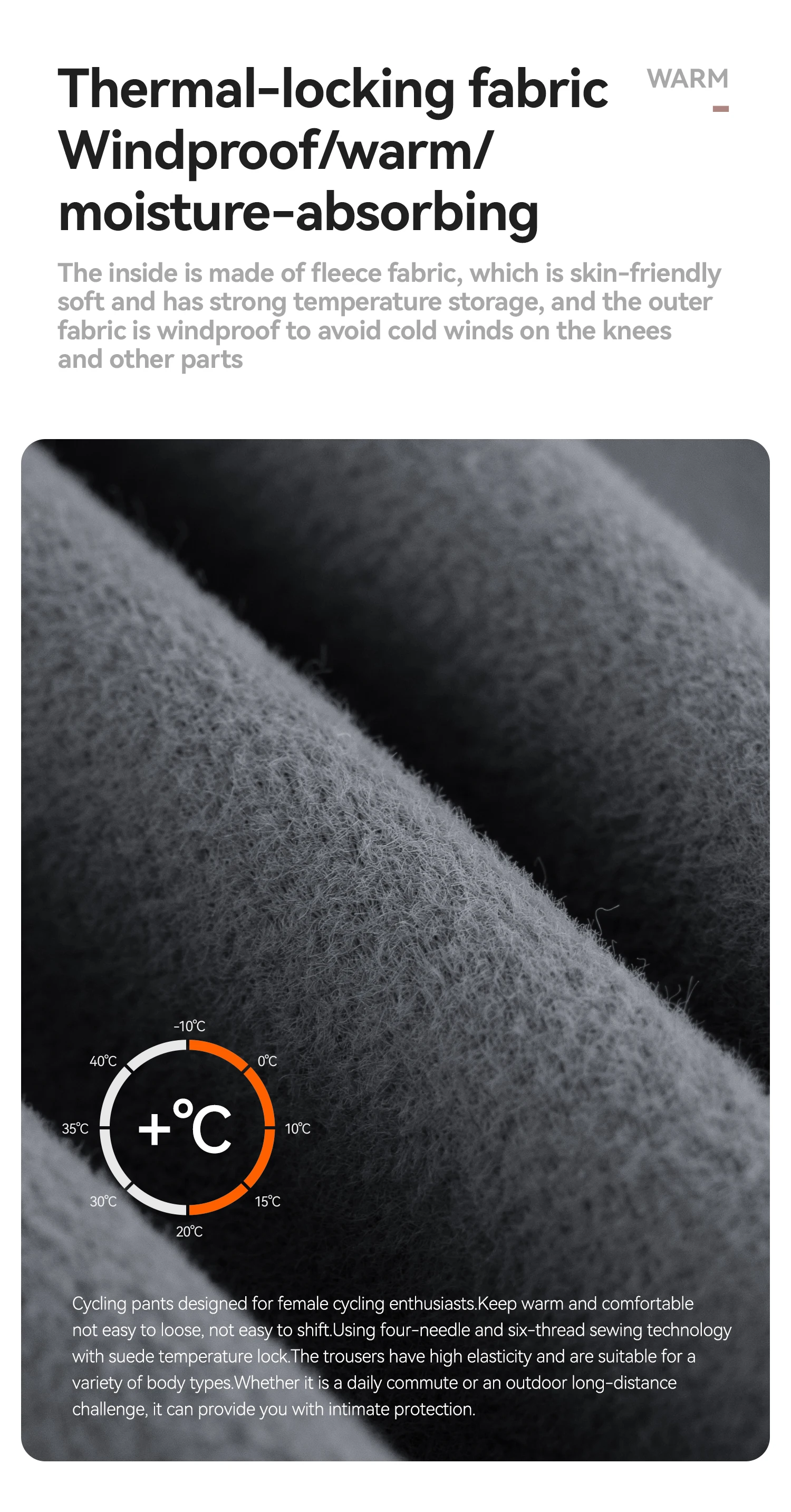 ROCKBROS Damen Fahrrad-Fleecehose Thermische Fahrrad-Tights mit Seitentasche für Handy Winddichte Leichte Radhose – Detail 9