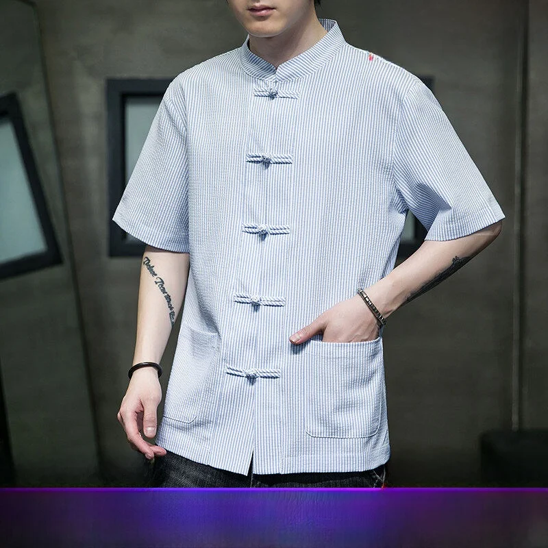 

Short Sleeve Massage Uniform Men's Sauna Workwear Health Preservation Uniform Standard Fit Youth Trend Color Woven Fabric