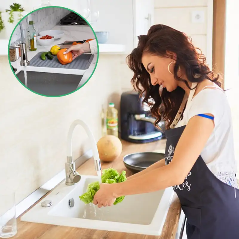 Kitchen Silicone Non-Slip Surface Insulated Draining Mat Durable Easy to Clean Resistant to Stains Kitchen Household Tools