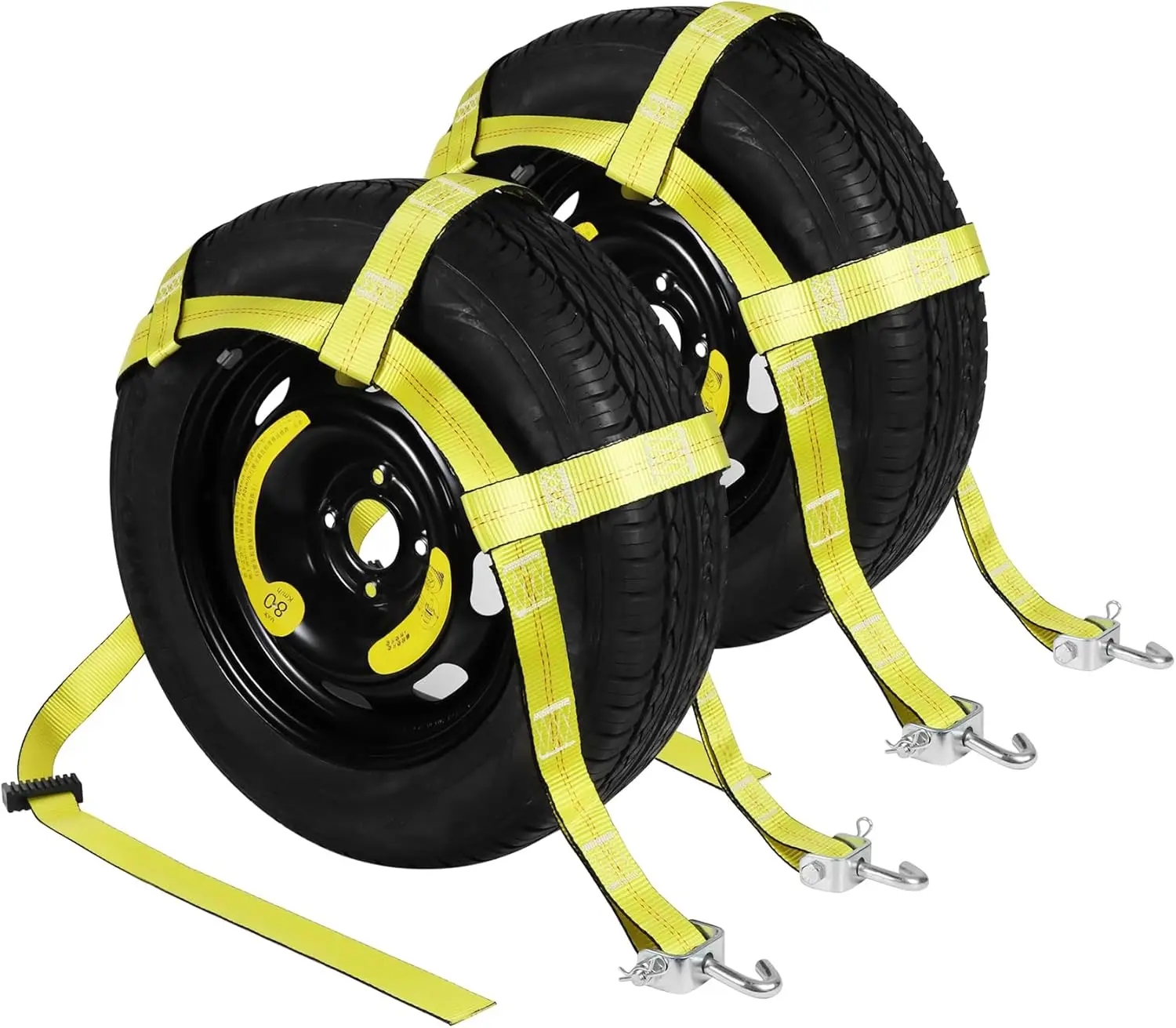 

Universal Adjustable Tow Dolly Straps with Swivel Hooks, Fits 13-21" Tires, 10,000lbs Strength