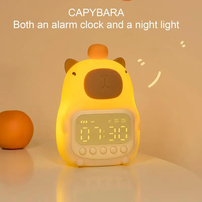 Cute Capybara Alarm Clock Night Light Timing Silicone Pat Lamps Dimming Silicone Lamp Rechargeable Portable And Dimmable