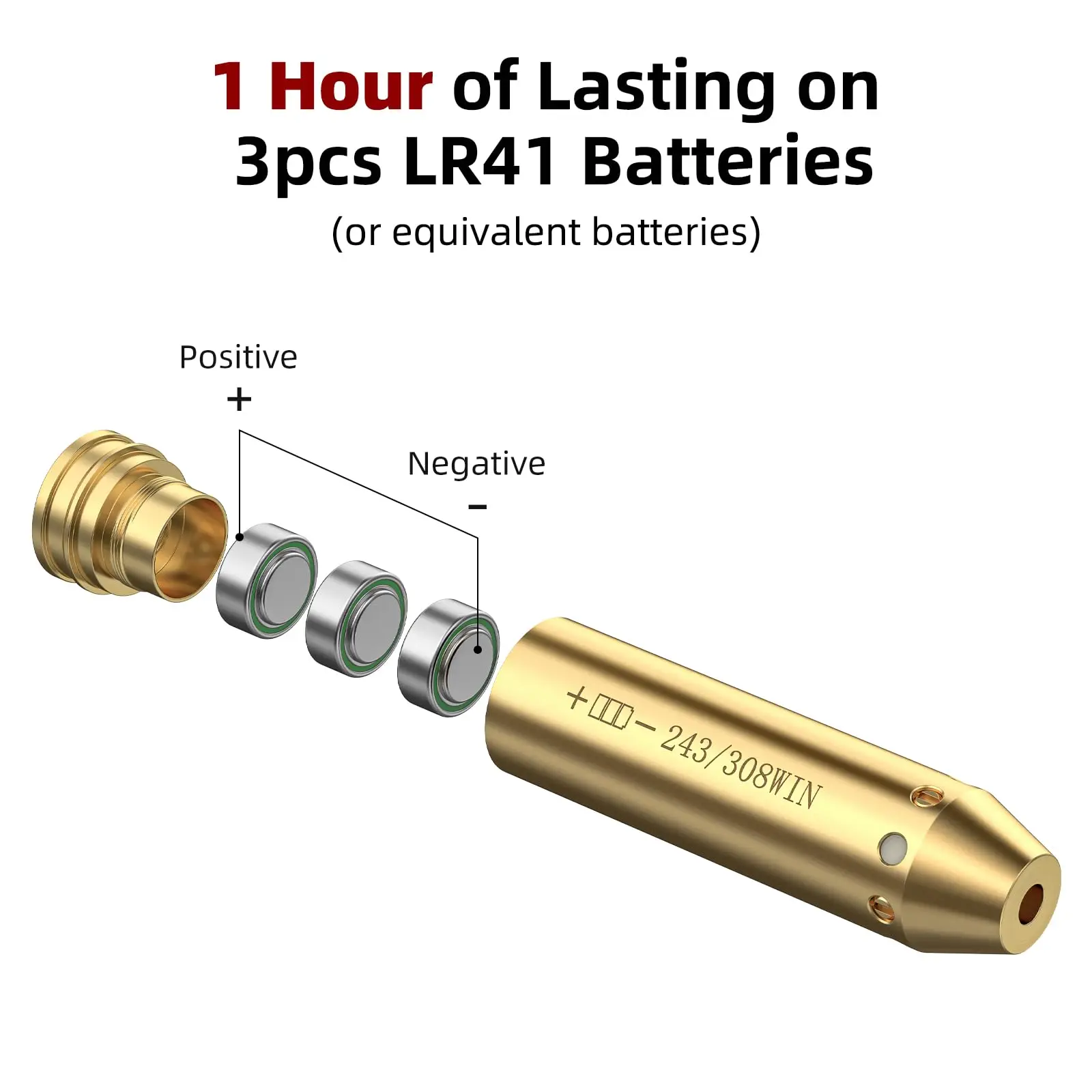 Laserowy kolimator EZshoot 243 308 z czerwonym laserem, przenośnym etui i dodatkowymi bateriami do celowania w polowaniu.