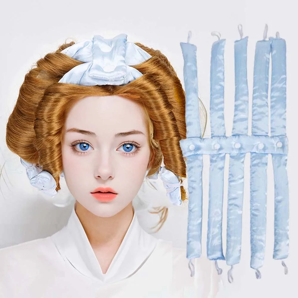 

Набор для завивки без тепла, повязка на голову без нагрева, шелковые вьющиеся ленты, ролики для волос, Мягкая повязка на голову для сна