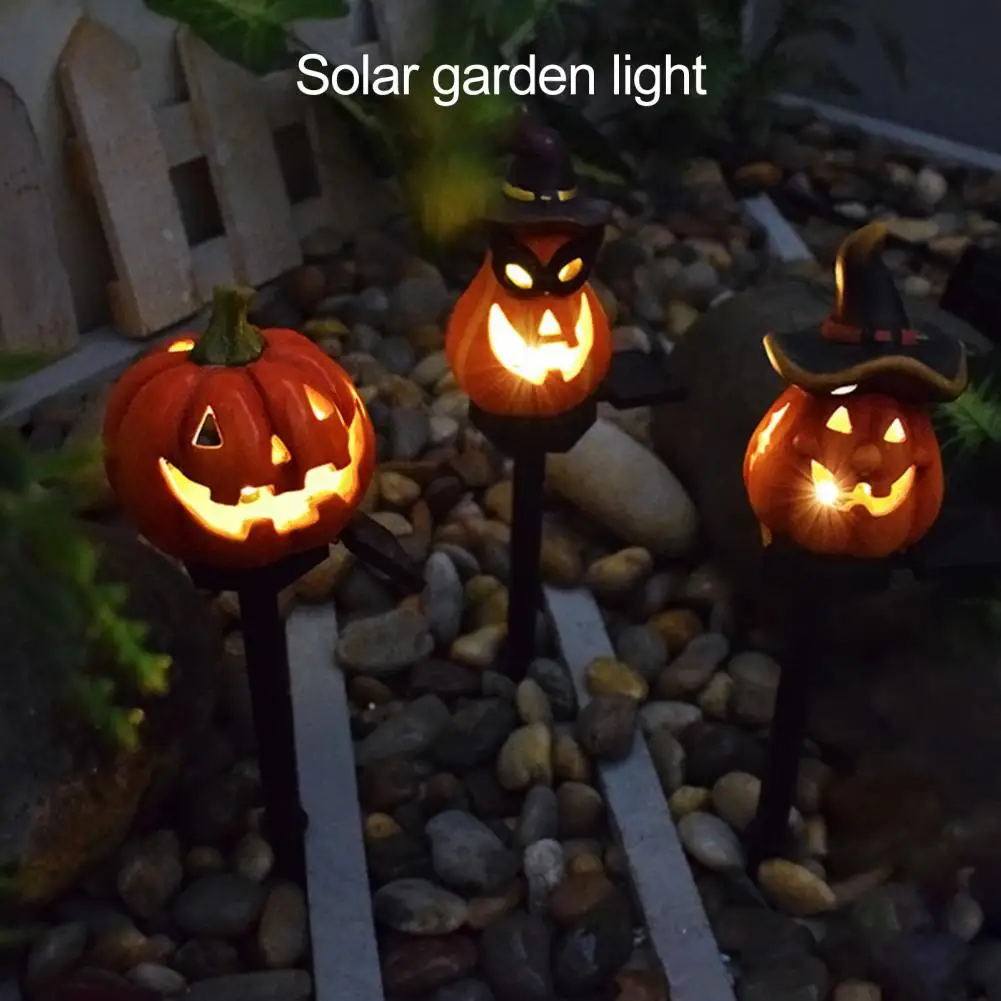 High-quality Resin Lanterns Halloween Solar Pumpkin Lanterns Waterproof Ghost Hat Led Lights for Garden Pathway Decor for Lawn