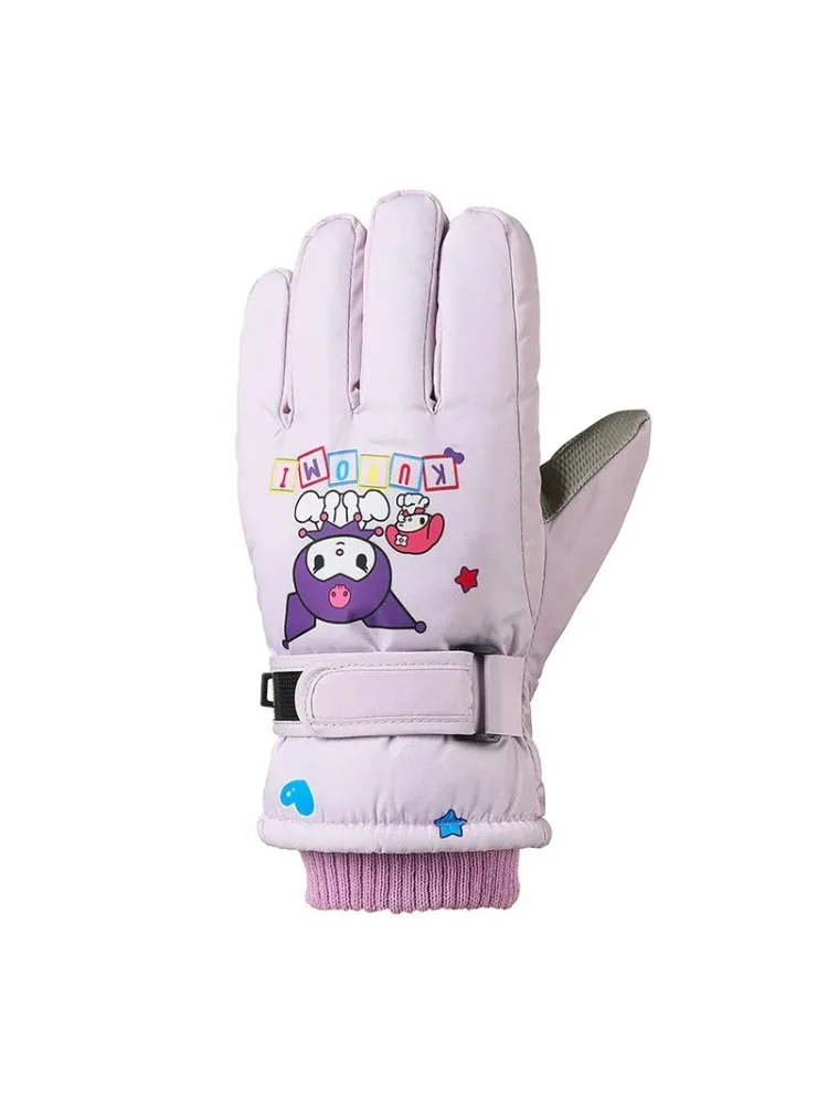 AliExpress Melody Kuromi Winter Children Fleece Gloves Waterproof Outdoor Ski Warm Outdoor Cycling Gloves Windproof Cold Resistant Sanrio