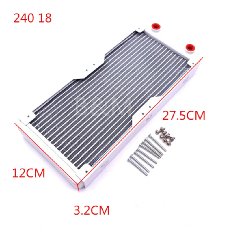 240mm 18 Tube Straight G1/4 Thread Water Cooling Cooler Heat Radiator Exchanger