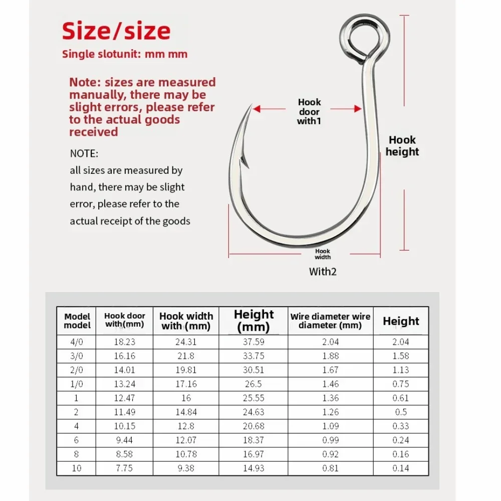 10#-4/0# Size Saltwater Popper Fishing Hook Rust-proof Material Heavy Duty Super Rust-proof Hook Single Hook Design