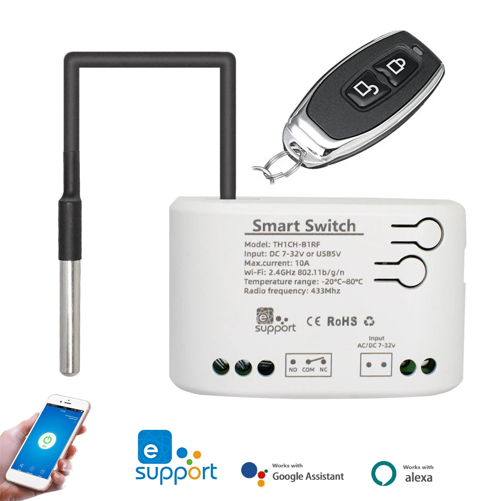 Interruttore di temperatura intelligente WiFi 10A 2000W termostato di monitoraggio del consumo energetico funziona per Alexa Google Home Ewelink