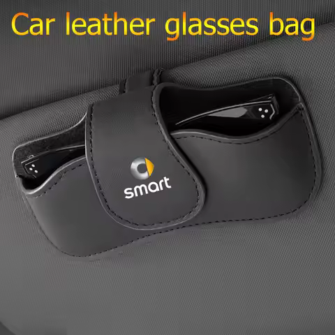 Car sun visor glasses box leather sunglasses holder for Smart EQ Fortwo Forfour 453 451 452 450 454 Roadster Forjeremy Brabus
