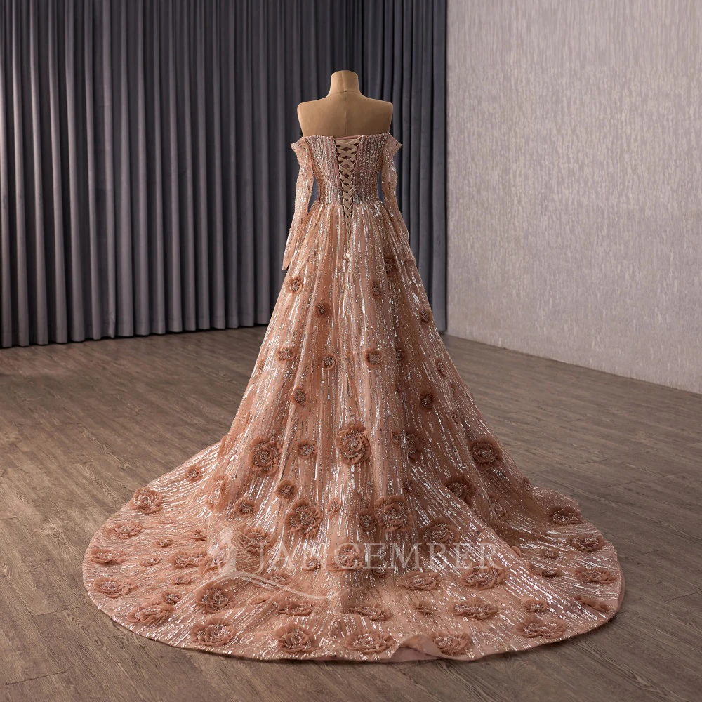 Vintage V-Neck Pink Long Sleeve Quinceanera Dresses Sequined Lace A-line Sweet 15 Dress Customize vestidos de 15 quinceañeras