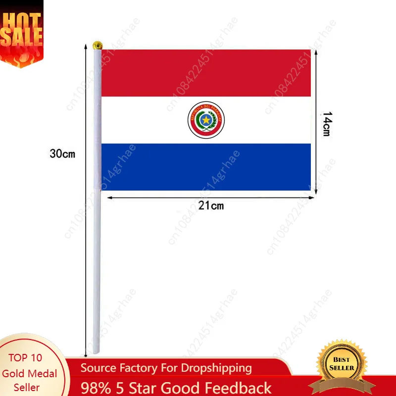 

Paraguay Hand Waving Flag Paraguayan Small Mini Hand Held Flags 10 Pcs 14x21cm World Cup Sporting Event Support Handheld Flag