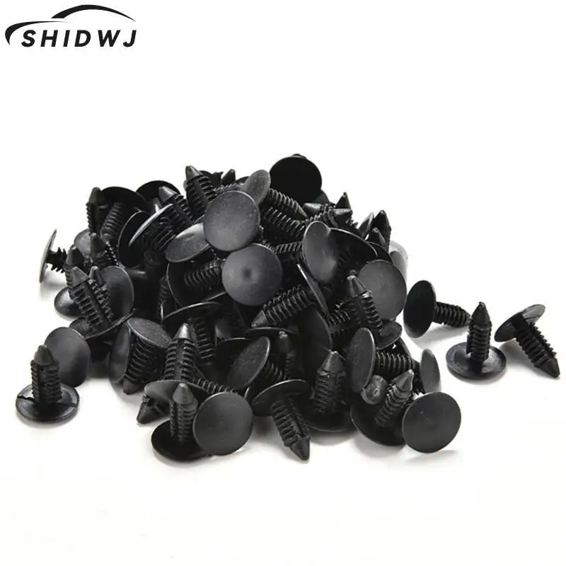 Hot sale 100pcs Car Vehical Plastic Rivet Clip Fastener Balck Color 6mm Dia Door Trim Panel Black  For Car Vehical